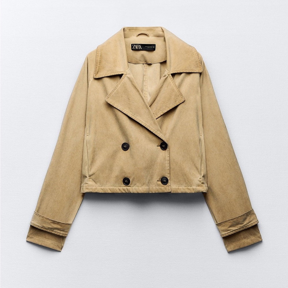 Zara Faux Suede Trench Style Jacket